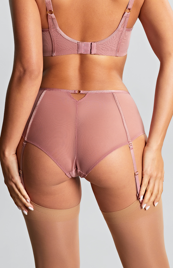 Slip mit Strapsenhalter rosa mit goldschimmer