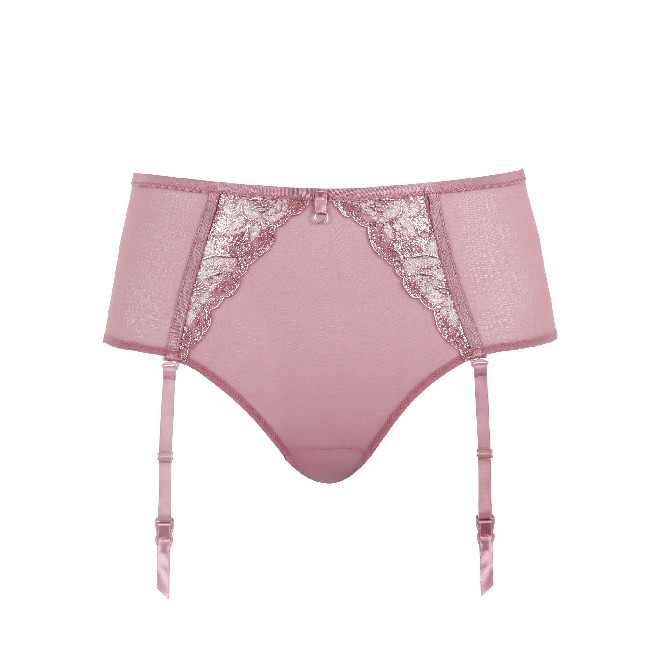 Slip mit Strapsenhalter rosa mit goldschimmer